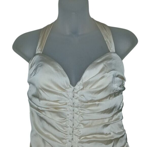 Oh Polly Ivory Satin Cinched Bodycon Dress - Picture 2 of 5